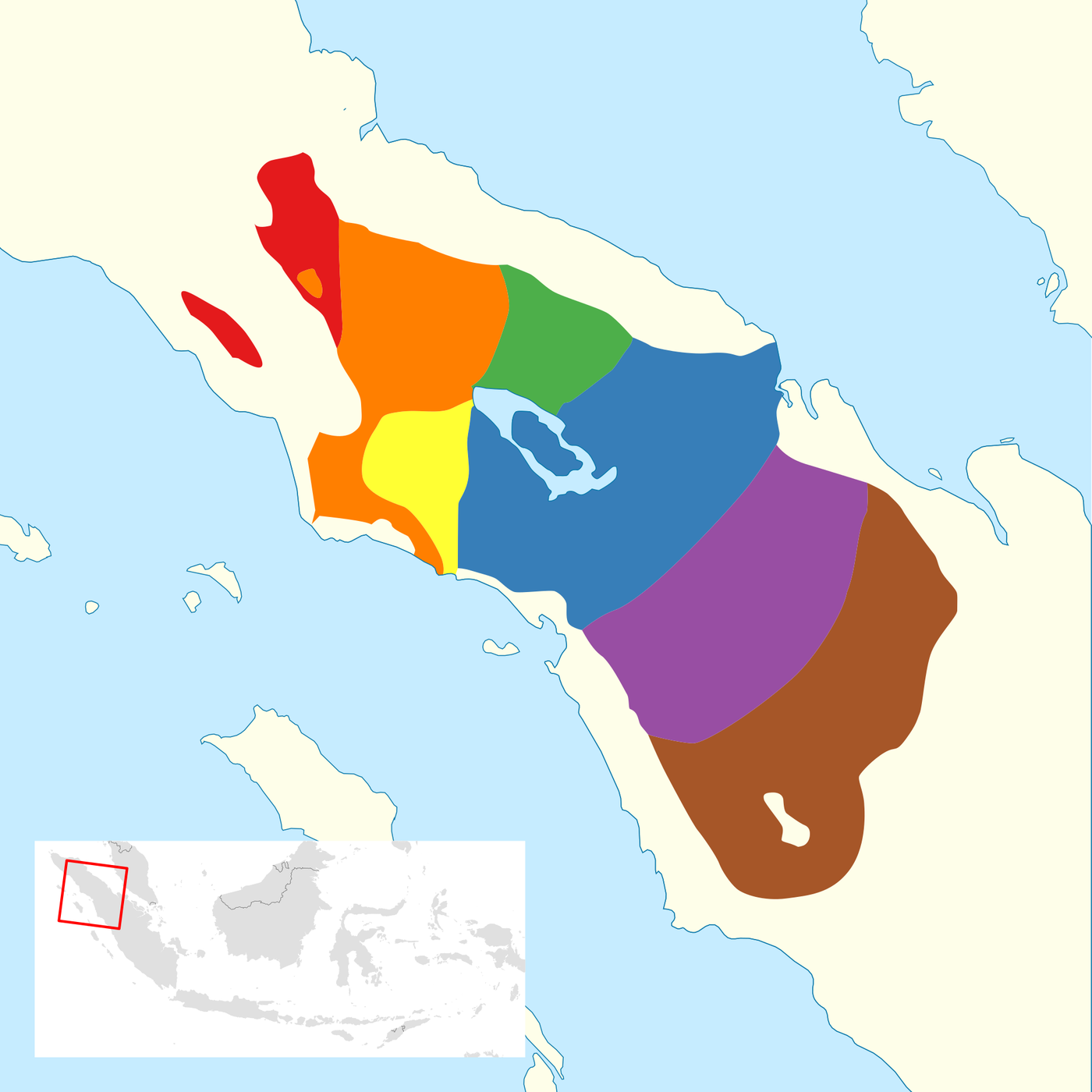 Peta sebaran bahasa-bahasa Batak di Sumatera Utara